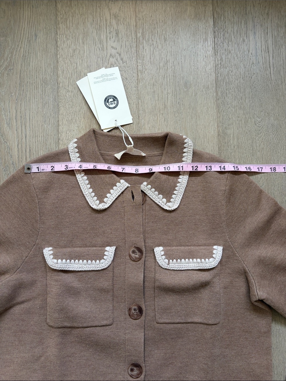 NWT betty cardigan mottled camel vanilla crochet size M sezane - Picture 8 of 14